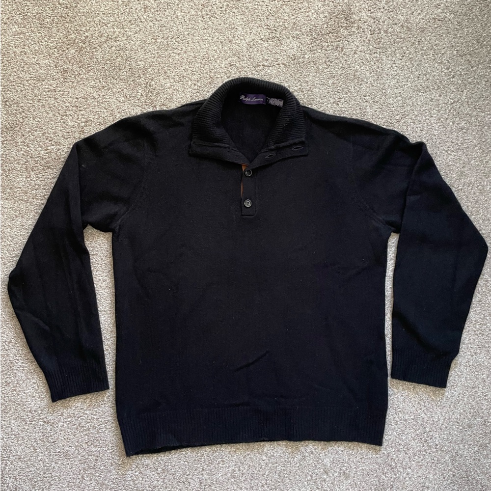Ralph Lauren Purple Label 100% Cashmere Made in Italy Quarter Button Pullover